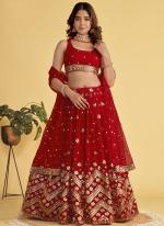 Soft Net Red Party Wear Sequins Work Lehenga Choli